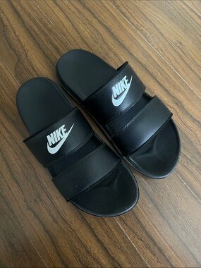 Nike Black Slide Sandals with White Logo